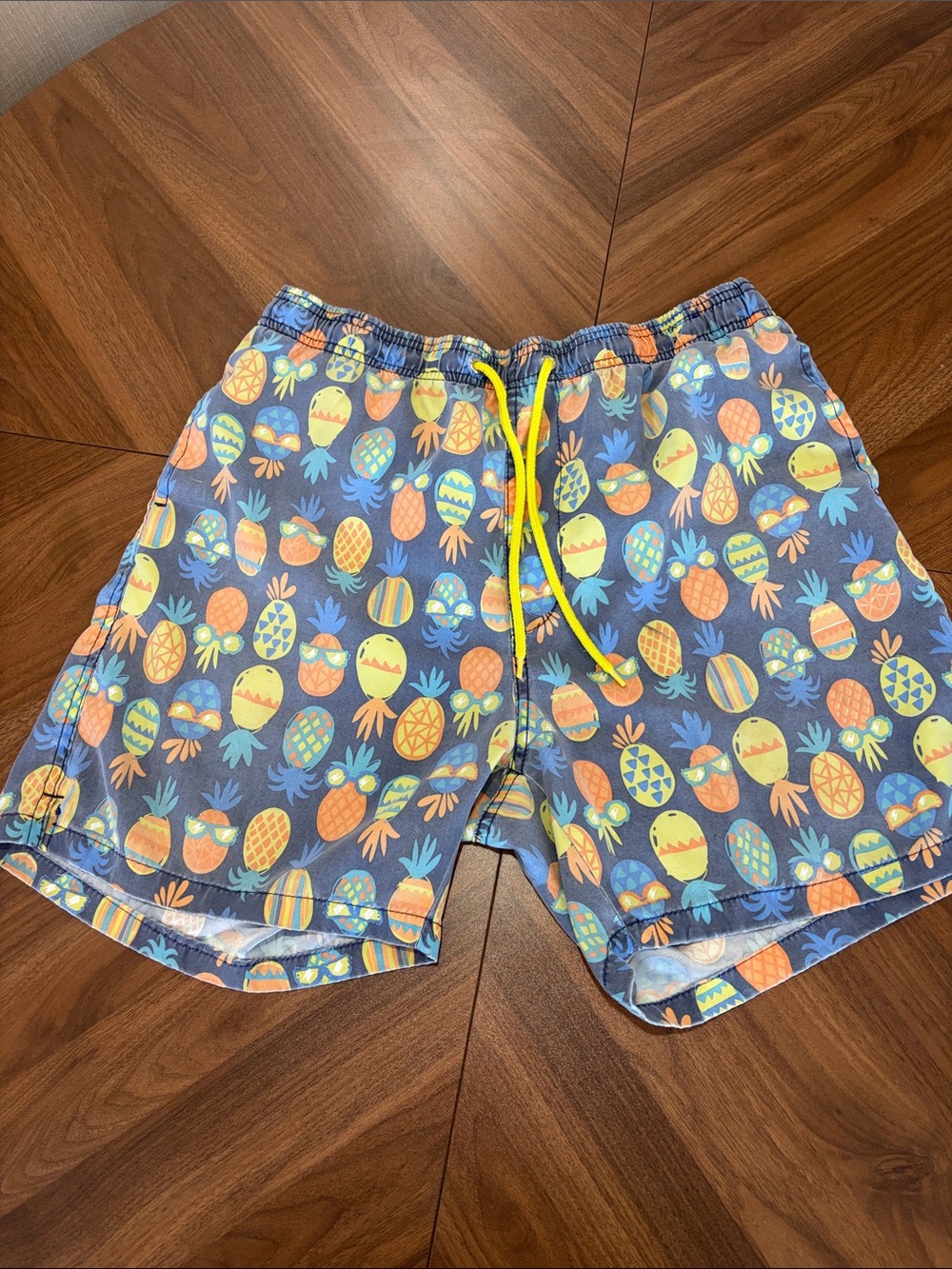 Ingear Blue Swim Trunks with Yellow & Orange Pineapple Print
